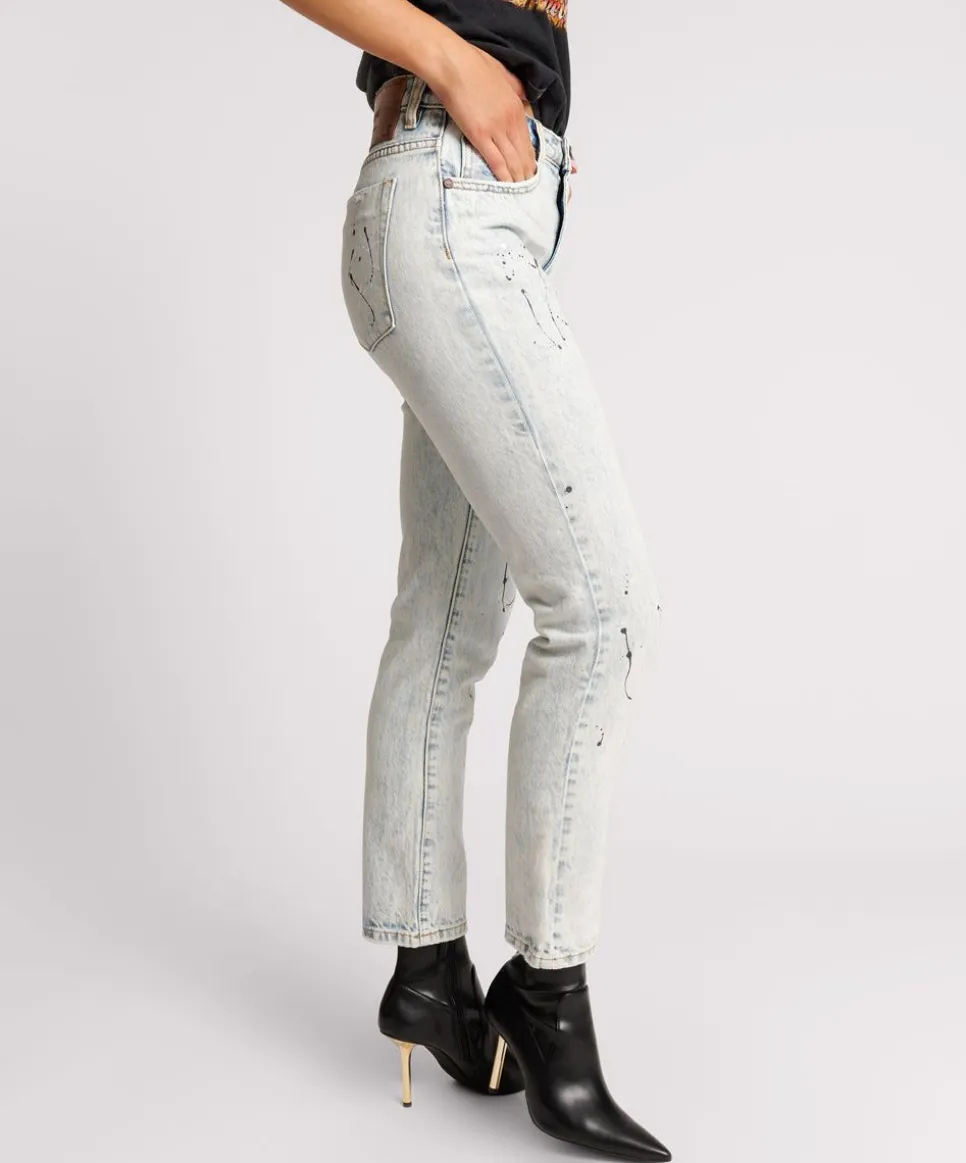 Denim Jeans|ONE TEASPOON Florence Painted High Waist Awesome Baggies Straight Leg Jeans