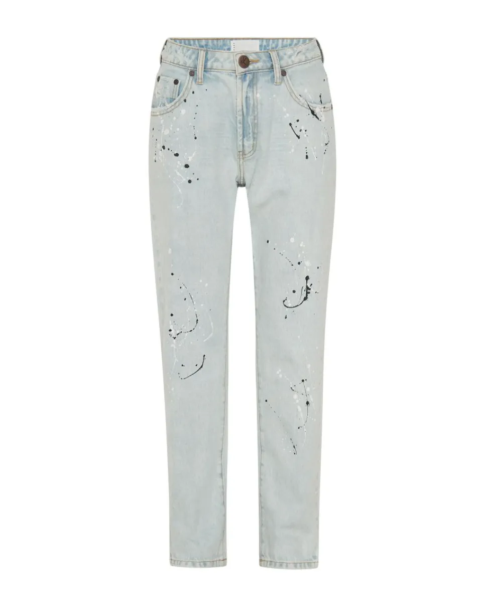 Denim Jeans|ONE TEASPOON Florence Painted High Waist Awesome Baggies Straight Leg Jeans