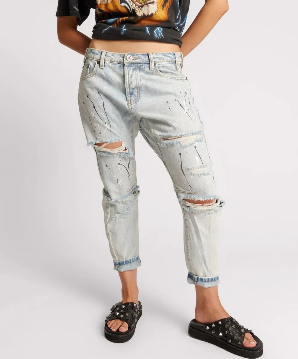 Denim Jeans|ONE TEASPOON Florence Painted Saints Boyfriend Jeans