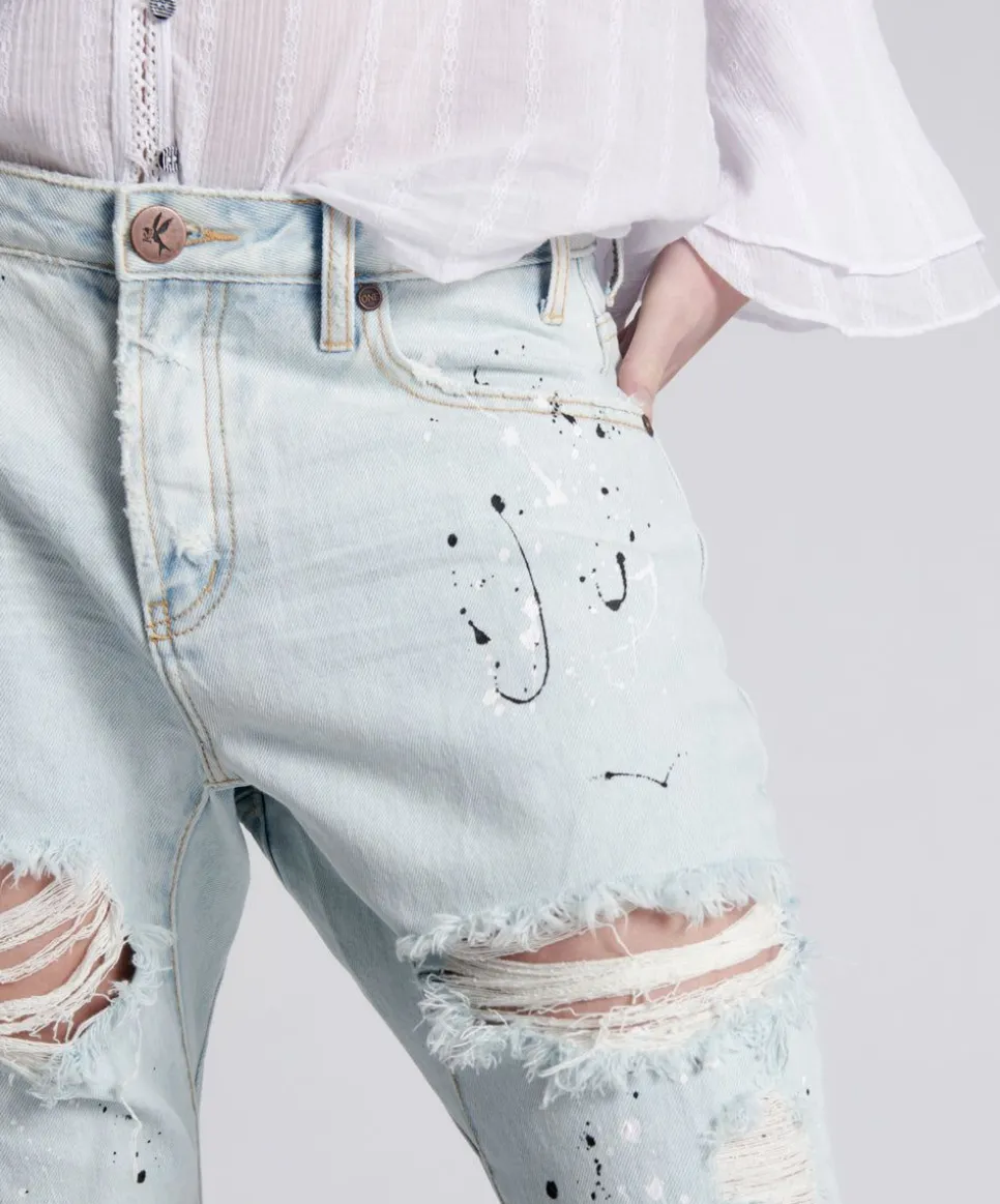 Denim Jeans|ONE TEASPOON Florence Painted Saints Boyfriend Jeans