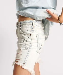Denim Shorts|ONE TEASPOON Florence Painted Stevies Long Length Boyfriend Shorts