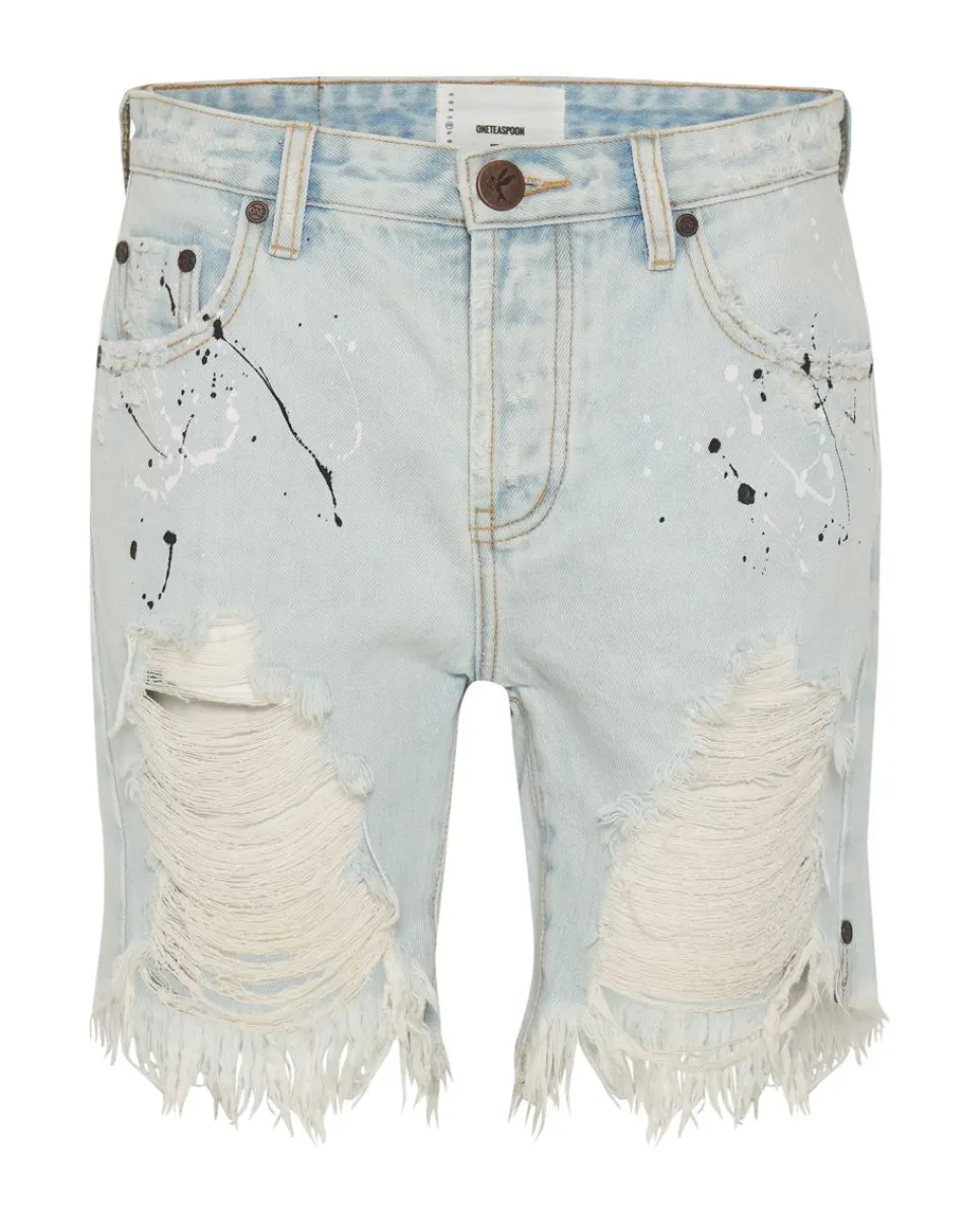 Denim Shorts|ONE TEASPOON Florence Painted Stevies Long Length Boyfriend Shorts