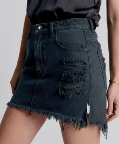 Denim Skirts|ONE TEASPOON Fox Black 2020 Mini High Waist Denim Skirt