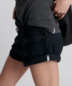 Denim Shorts|ONE TEASPOON Fox Black Cadet Bandits Low Waist Shorts
