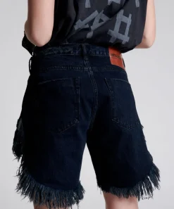 Denim Shorts|ONE TEASPOON Fox Black Frankies Long Length Denim Shorts