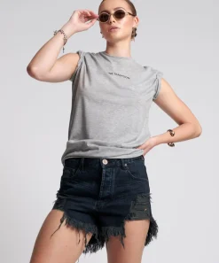 Denim Shorts|ONE TEASPOON Fox Black Outlaws Mid Length Denim Shorts