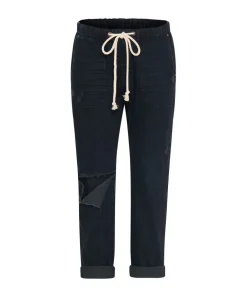 Denim Jeans|ONE TEASPOON Fox Black Shabbies Drawstring Boyfriend Jeans