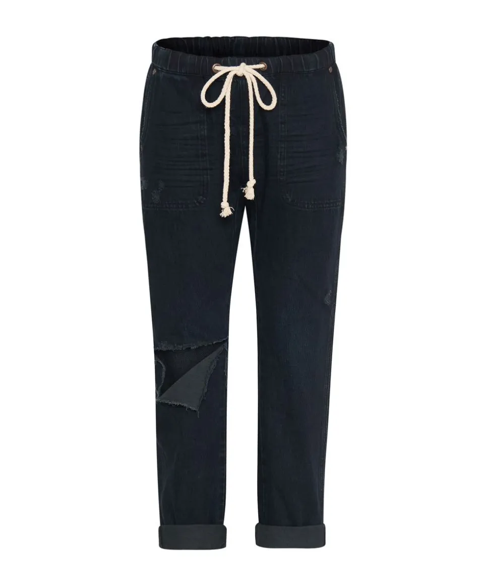 Denim Jeans|ONE TEASPOON Fox Black Shabbies Drawstring Boyfriend Jeans