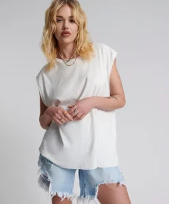 Tees & Tanks|ONE TEASPOON Fresh White Bamboo Logo Unisex Tank