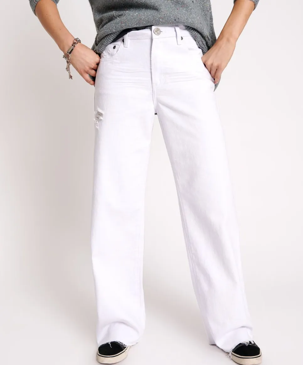 Denim Jeans|ONE TEASPOON Fresh White Jackson Mid Waist Wide Leg Jeans