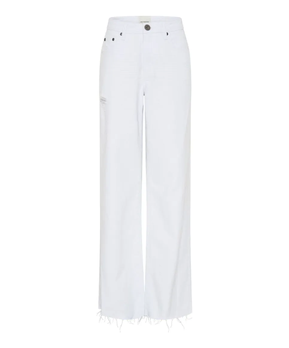Denim Jeans|ONE TEASPOON Fresh White Jackson Mid Waist Wide Leg Jeans