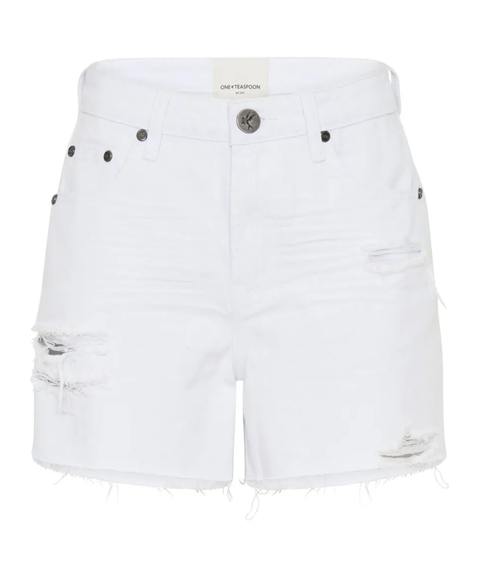 Denim Shorts|ONE TEASPOON Fresh White Legend High Waist Mom Fit Shorts