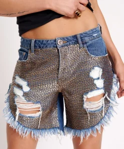 Denim Shorts|ONE TEASPOON Gold Mine Frankies Long Length Denim Shorts