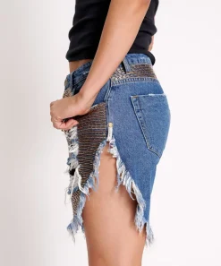 Denim Shorts|ONE TEASPOON Gold Mine Frankies Long Length Denim Shorts