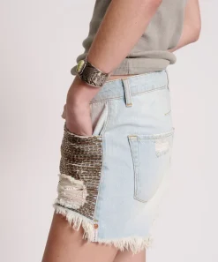 Denim Shorts|ONE TEASPOON Gold Mine Le Wolves Mid Length Denim Shorts