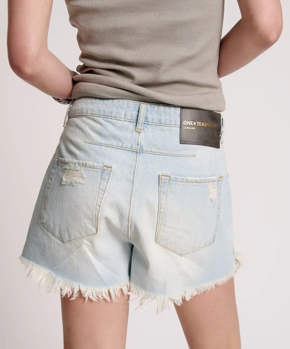 Denim Shorts|ONE TEASPOON Gold Mine Le Wolves Mid Length Denim Shorts