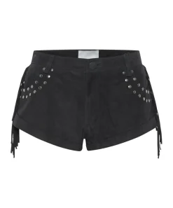 Bottoms|ONE TEASPOON Gothic Rodeo Fringed Suede Studded Bandits Low Waist Shorts