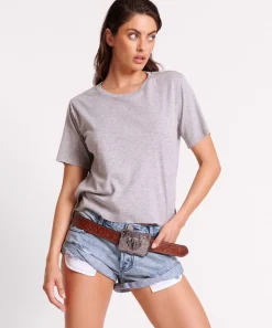 Tees & Tanks|ONE TEASPOON Grey Marle Lucky 8 Boyfriend Tee