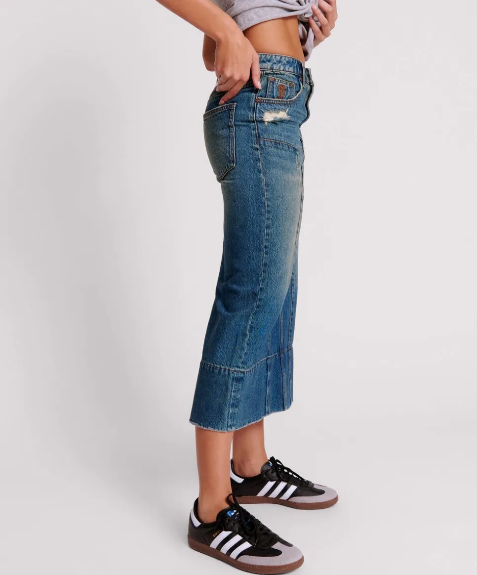 Denim Skirts|ONE TEASPOON Gritty Blue Cassidy Column Mid Length Denim Skirt
