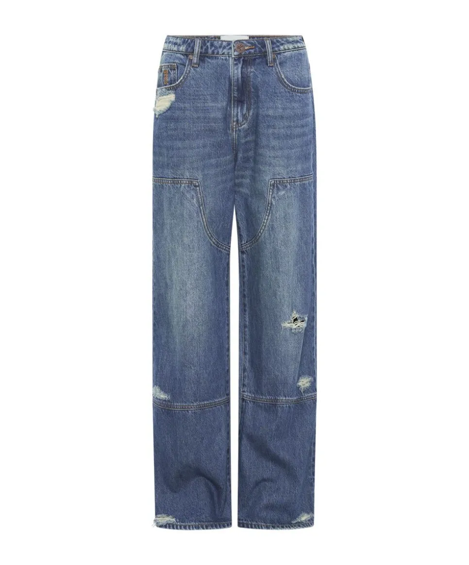 Denim Jeans|ONE TEASPOON Gritty Blue Jackson Utility Mid Waist Wide Leg Jeans