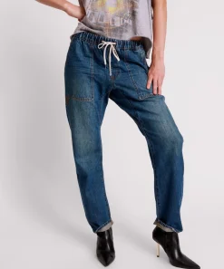 Denim Jeans|ONE TEASPOON Gritty Blue Shabbies Drawstring Boyfriend Jeans