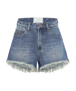 Denim Shorts|ONE TEASPOON Gritty Blue Truckers Mid Waist Relaxed Shorts