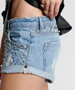 Denim Shorts|ONE TEASPOON Hand Beaded Bandits Low Waist Denim Shorts
