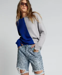 Denim Shorts|ONE TEASPOON Hand Beaded Jackson Mid Waist Wide Leg Shorts