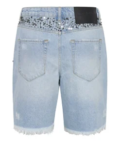 Denim Shorts|ONE TEASPOON Hand Beaded Jackson Mid Waist Wide Leg Shorts