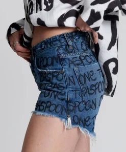 Denim Shorts|ONE TEASPOON Hand Graffiti Bonita High Waist Denim Shorts