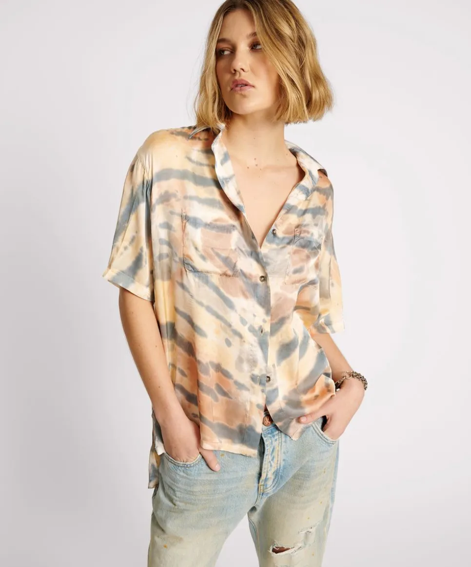 Shirts|ONE TEASPOON Hand Painted Date Night Satin Shirt