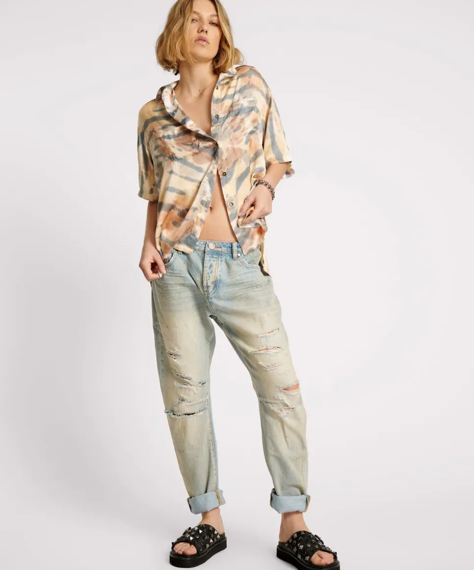 Shirts|ONE TEASPOON Hand Painted Date Night Satin Shirt