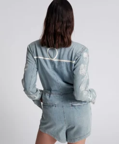 Denim Jumpsuits|ONE TEASPOON Heartland Embroidered Margot Jumpsuit