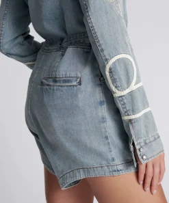 Denim Jumpsuits|ONE TEASPOON Heartland Embroidered Margot Jumpsuit