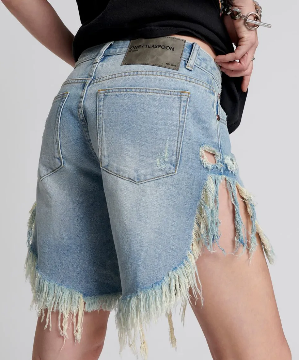 Denim Shorts|ONE TEASPOON Hendrixe Frankies Long Length Denim Shorts