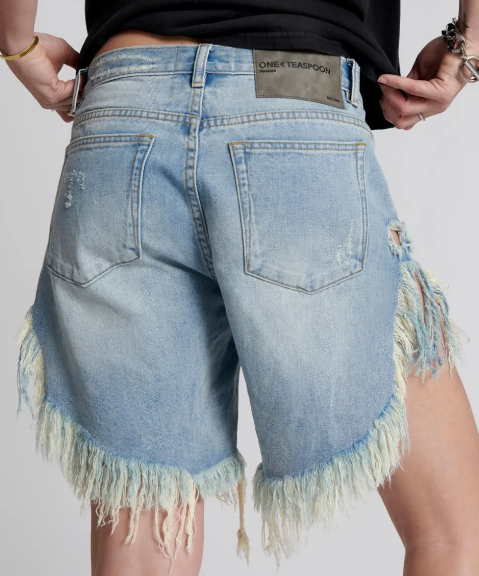 Denim Shorts|ONE TEASPOON Hendrixe Frankies Long Length Denim Shorts