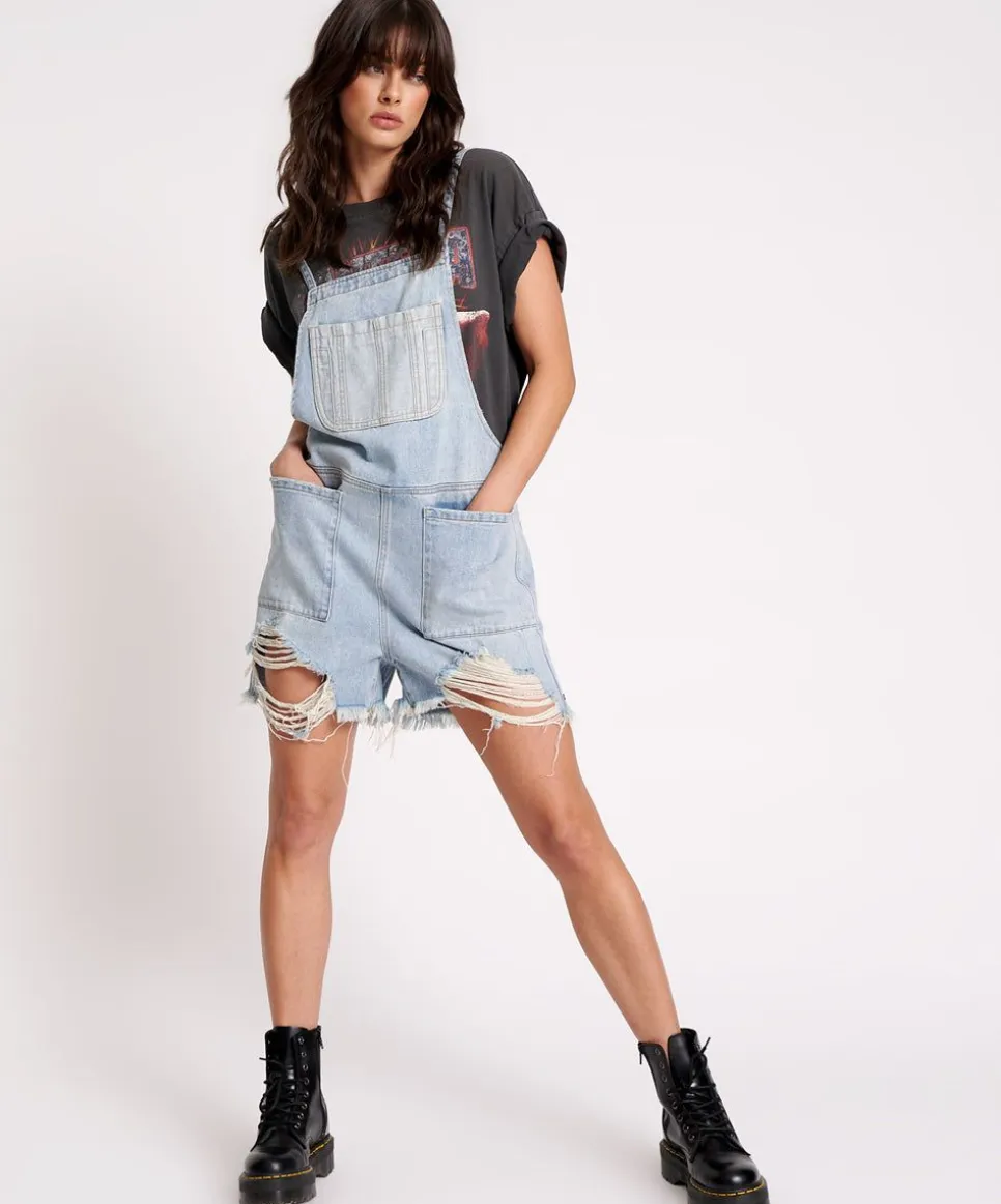 Denim Jumpsuits|ONE TEASPOON Hendrixe Pini Denim Playsuit