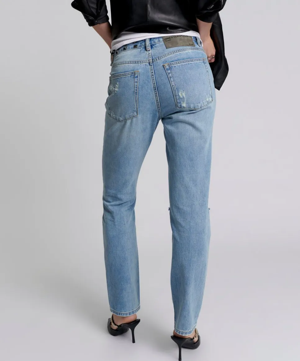 Denim Jeans|ONE TEASPOON Hendrixe Truckers Mid Rise Straight Leg Jeans