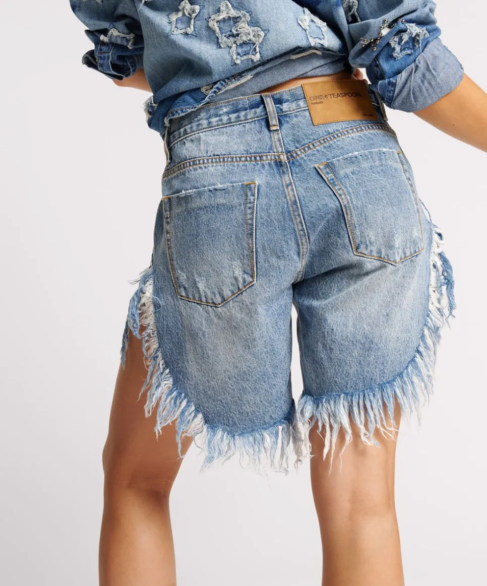 Denim Shorts|ONE TEASPOON Hollywood Frankies Long Length Denim Shorts