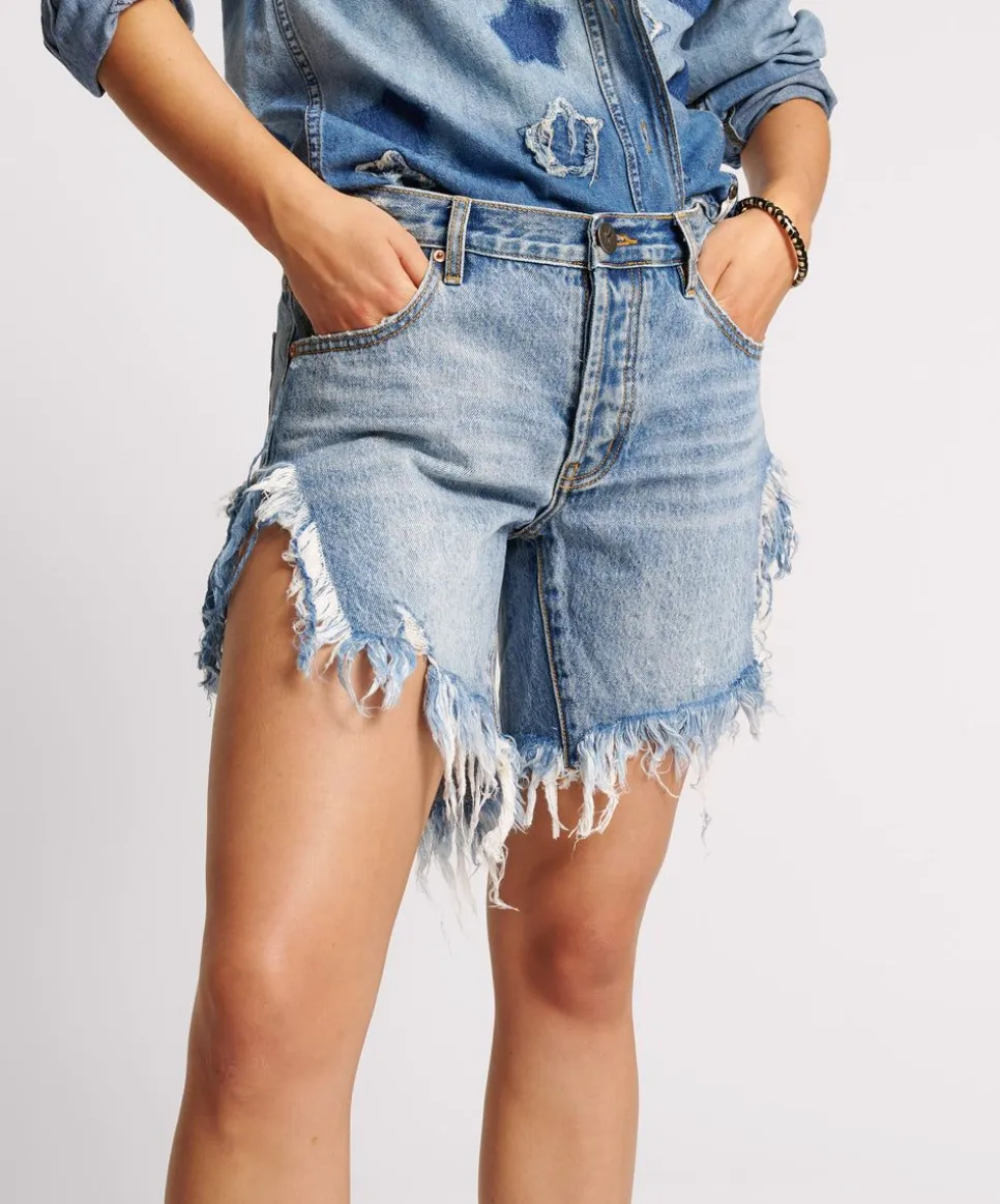 Denim Shorts|ONE TEASPOON Hollywood Frankies Long Length Denim Shorts
