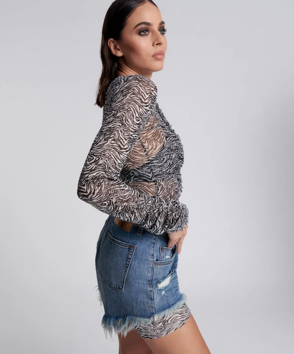 Tops|ONE TEASPOON Interference Ruffle Party Longsleeve Top