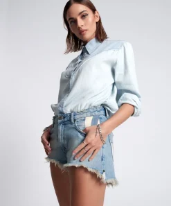Denim Shorts|ONE TEASPOON Jailbird Le Wolves Mid Waist Denim Shorts