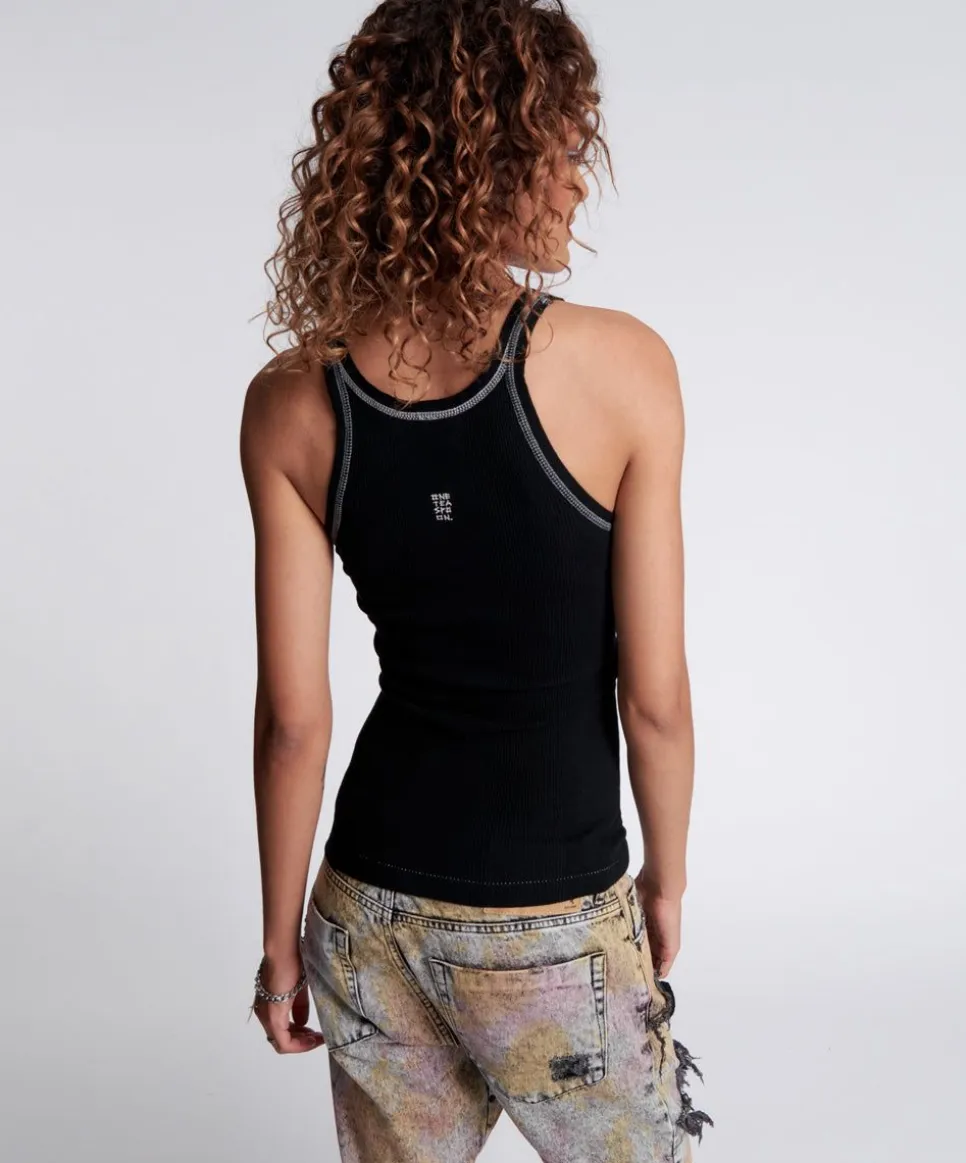 Tees & Tanks|ONE TEASPOON Jett Black Bower Bird Singlet