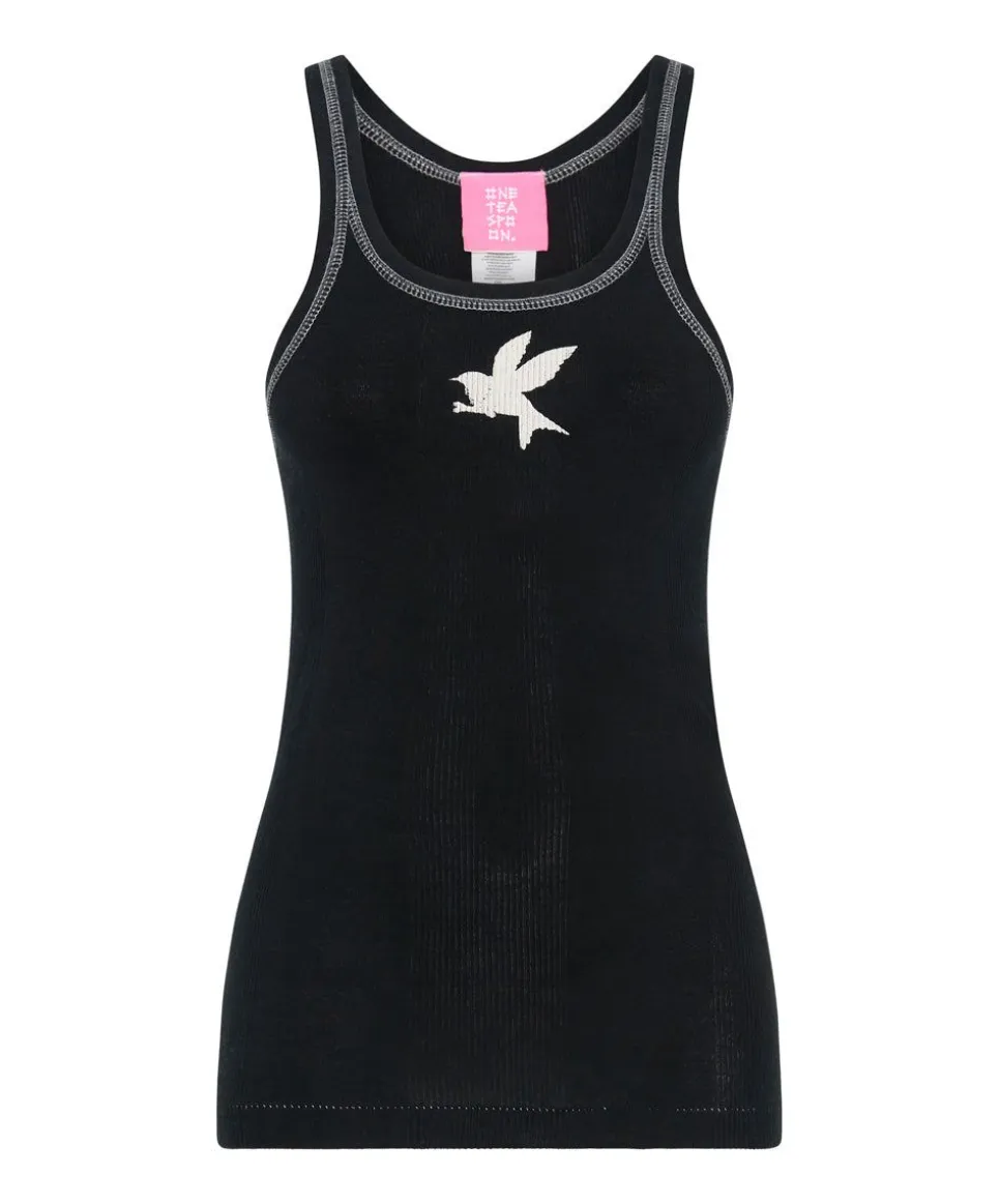 Tees & Tanks|ONE TEASPOON Jett Black Bower Bird Singlet