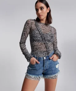 Denim Shorts|ONE TEASPOON Johnny Blue Le Wolves Mid Length Denim Shorts