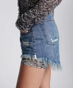 Denim Shorts|ONE TEASPOON Johnny Blue Le Wolves Mid Length Denim Shorts