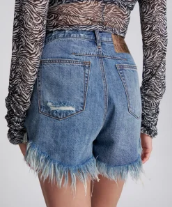 Denim Shorts|ONE TEASPOON Johnny Blue Le Wolves Mid Length Denim Shorts