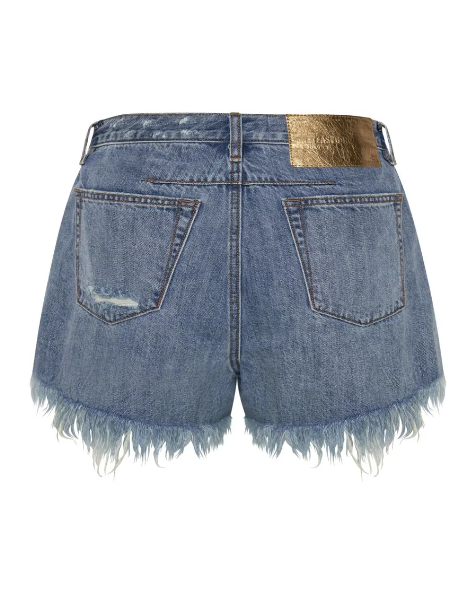 Denim Shorts|ONE TEASPOON Johnny Blue Le Wolves Mid Length Denim Shorts