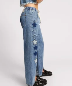 Denim Jeans|ONE TEASPOON Johnny Blue Star Roadhouse Wide Leg Drawstring Jeans