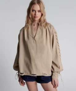 Shirts|ONE TEASPOON Johnny Lace Up Denim Shirt